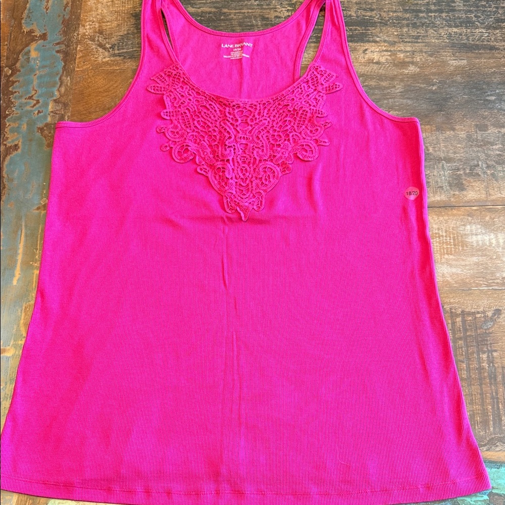 Lane Bryant Fuchsia Lace Tank Top